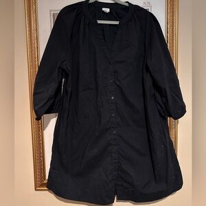 Black Button-Up Tunic Dress